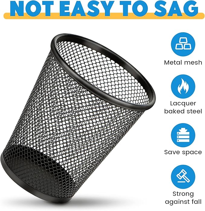 Smgmg Pen Holder for Desk, Pencil Holder for Desk, 4 Pack Pencil Cup for Pen, Mesh Metal Pen Organizer, Desk Pen Holder
