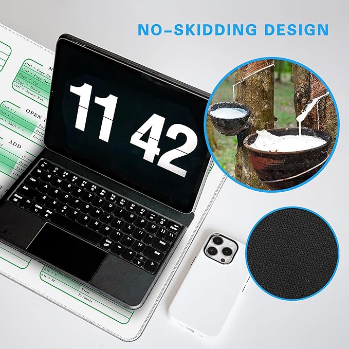 White Excel Cheat Sheet Desk Pad, 31.5"x11.8", Waterproof Extra Large Excel Shortcut Mat with Stitched Edges, Anti-Slip Excel Mouse Pad for Office Desk, MS Excel/Word Shortcuts (White Excel)