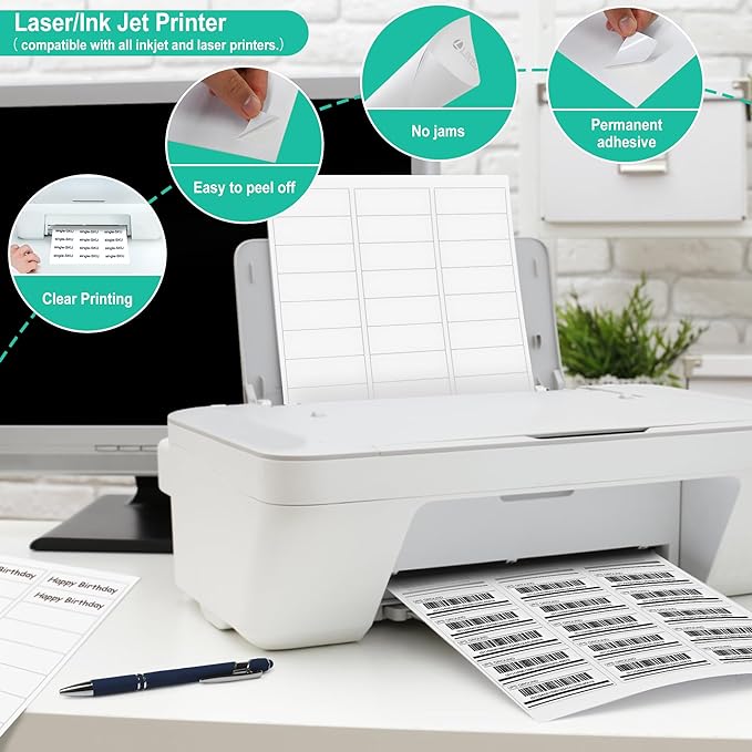 L LIKED Address Labels 1" x 2-5/8" 900 Count 30 per Sheet (30 Sheets) | Printable, blank, compatible with laser & inkjet printers, for address, mailing & barcode labels. Strong adhesive, easy peel