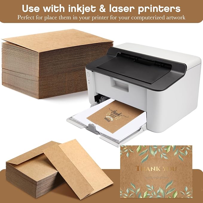 Fainne 800 Pack Kraft Envelopes for Invitation, 120 GSM,A4, 4.25 X 6.25 in | Brown Envelopes for Invitation, 120 GSM Gift Card for Office, Wedding, Gift, Party, Baby Shower, Mailings