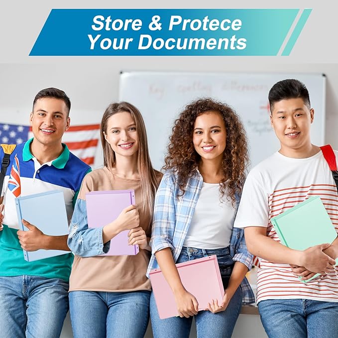 SUIN 1 Inch 3 Ring Binder 4 Pack Pastel Colors, Holds 200 Sheets Letter Size with Pockets for School Office Home