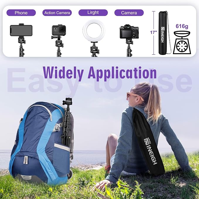 80" Phone Tripod, Selfie Stick, Aluminum Cellphone Tripod Stand | for Video Photo Vlog, Travel Tripods with Gooseneck Remote Phone Holder, Compatible with iPhone Android Smartphone