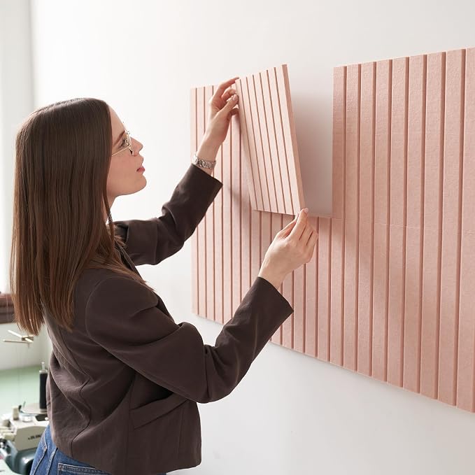Large Felt Bulletin Board - Stylish 35 x 47 Inch Cork Board Alternative | 12 Customizable Adhesive Tiles with Golden Pins Perfect to Display Your Photos - Great for Office and Wall Decor