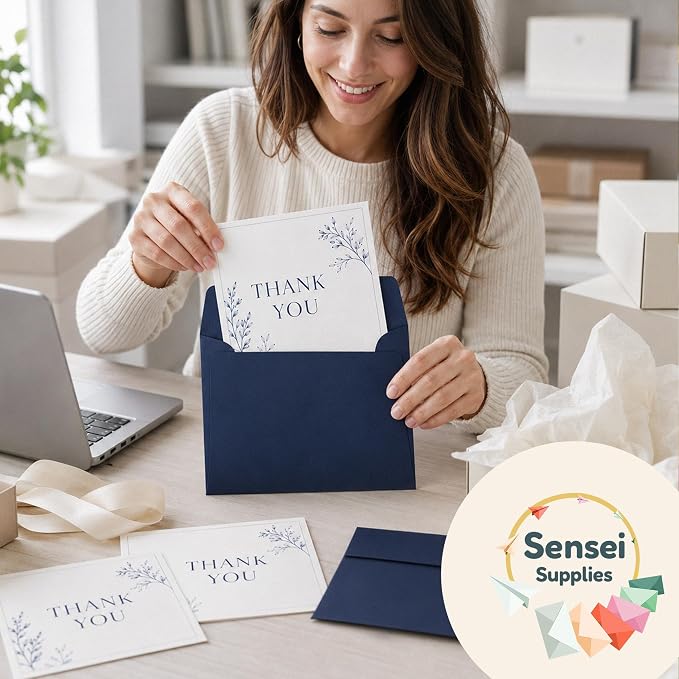 110 5x7 Navy Blue Invitation Envelopes - for 5x7 Cards - A7 - (5 ¼ x 7 ¼ inches) - Perfect for Weddings, Graduation, Baby Shower - 120 GSM - Peel, Press & Self Seal - Square Flap