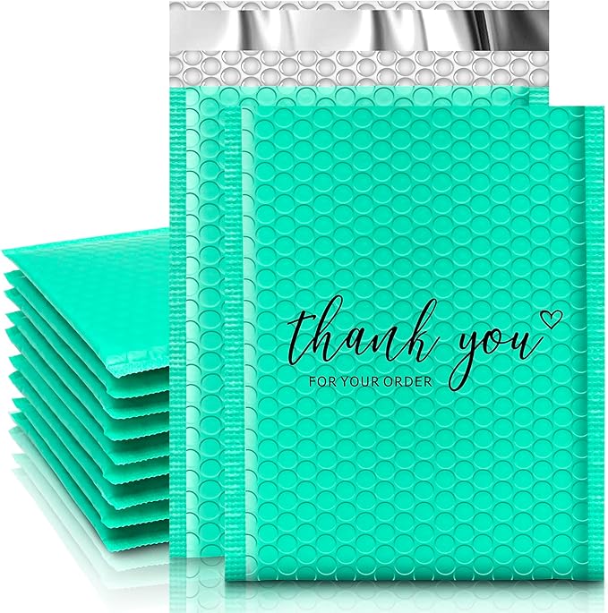 JinRuiKJ Bubble Mailers 8.5x12" 25 Pack, Padded Envelopes, Strong Adhesion Padded Mailers, Cushioning Padded Shipping Envelopes for Jewelry, Makeup - Green