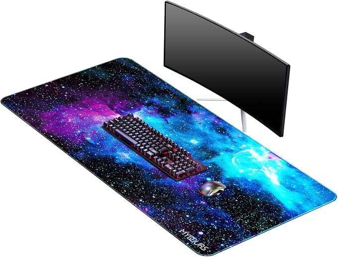 Mydours 44" x 20" Gaming Mouse Pad, XXXL Full Desk Pad (Purle Universe) | Non-Slip Rubber & Smooth Fabric, Computer Pad Protector, Extended Desk Mat for Gaming, Office, Home, Workingg