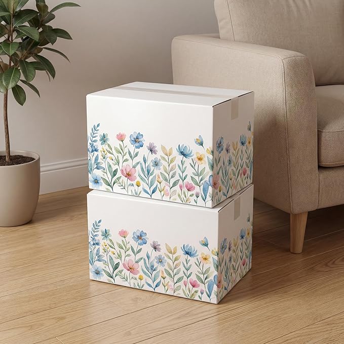 Hoikwo 15 Packs 12x9x8 Large Thin Shipping Boxes, White Big Corrugated Cardboard Box Set for Small Business for Packaging Mailing Lightweight items