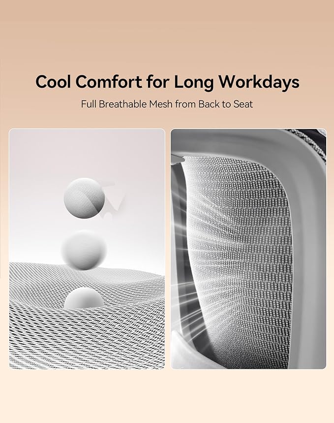 SIHOO B100 Office Chair, Ergonomic Office Chair Without Footrest, Computer Chair with Wide Headrest & Adaptive Lumbar Support, Flip-up Armrests, Swivel Desk Chair for Long Hours, Grey