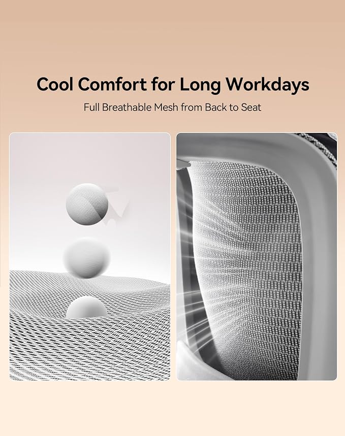 SIHOO B100 Office Chair, Comfy Ergonomic Office Chair, High Back Computer Chair with Adaptive Lumbar Support & wide Headrest, Flip-up Armrests, Swivel Desk Chair for Long Hours, WITHOUT Footrest, Grey