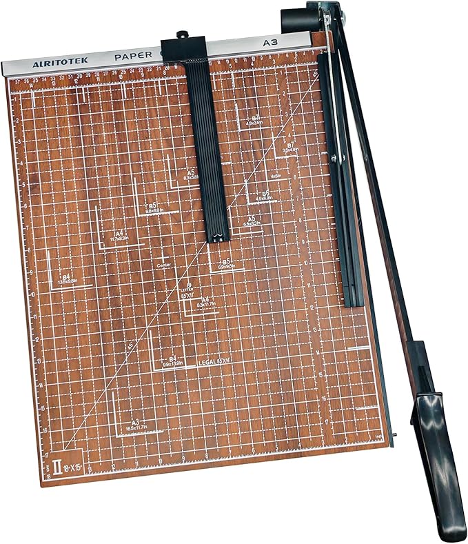A3 Guillotine Paper Cutter Trimmer, 18" Wood Paper Trimmer for Office and Crafts, 10 Sheets Capacity