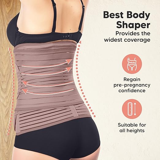 3 in 1 Postpartum Support Recovery Wrap - Belly Band, After Birth Brace, Slimming Girdles, Body Shaper Waist Shapewear, Post Surgery Pregnancy Support Band (Dusty Plum, M/L)