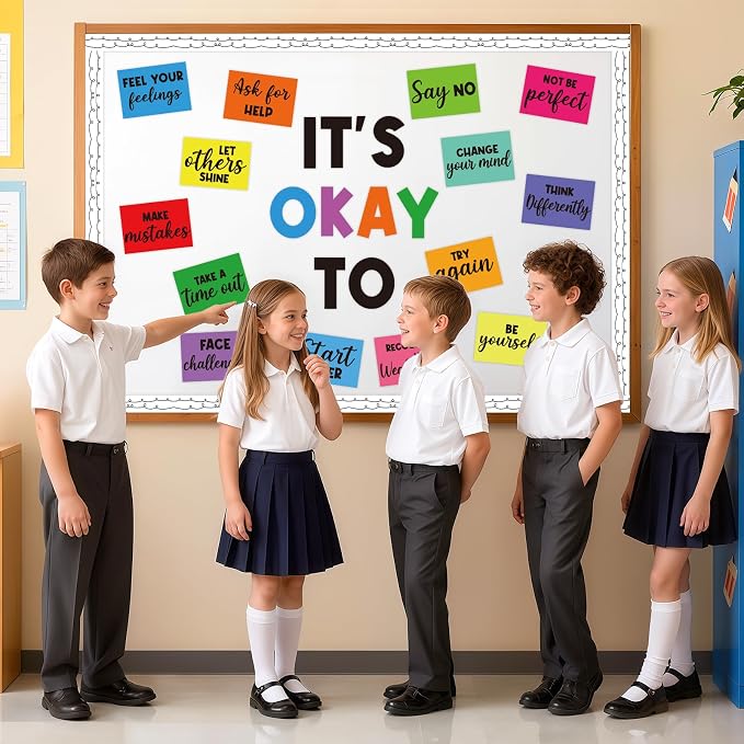 40Pcs Mental Health Bulletin Board Decorations Set, IT'S OK TO Bulletin Board, Growth Mindset Positive Affirmation Therapy Cutouts for Back to School Counselor Classroom Teacher Office Door Wall Decor