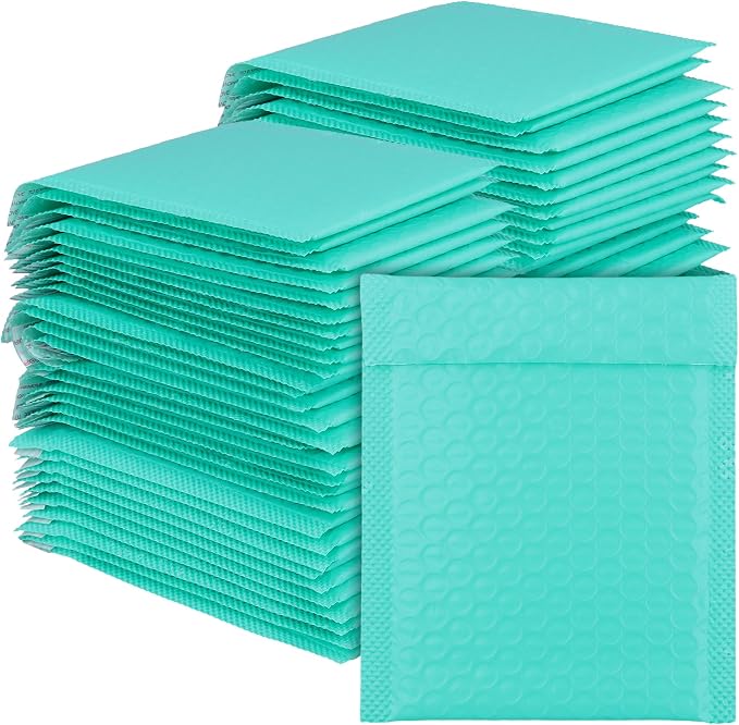 100 PCS 5 x 6 Inch Poly Bubble Mailers, Teal Waterproof Padded Mailing Envelopes, Practical Self Seal Adhesive Shipping Bags for Small Business Packing Mailing Supplies
