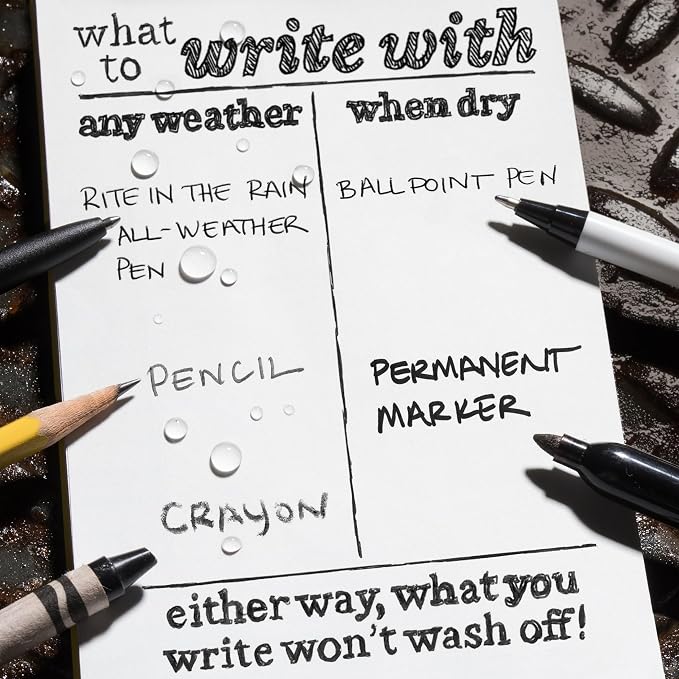 Rite in the Rain Weatherproof Side Spiral Notebook, 4.625" x 7", Yellow Cover, Universal Pattern (No. 373) | writing-pencils