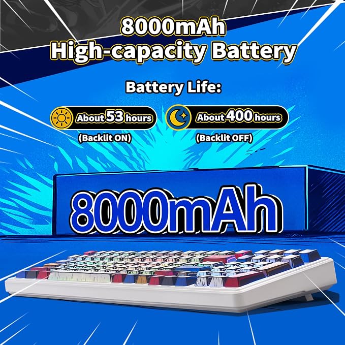 Aula F99 Wireless Mechanical Keyboard Creamy Computer Gaming Keyboards | 8000mAh Rechargeable,Hot Swappable Custom,RGB Backlit,Tri-Mode BT5.0/2.4GHz/USB-C,Pre-lubed Linear Switches,Gasket Structure