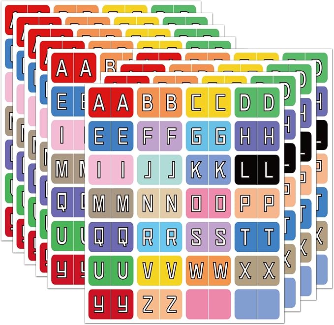 Alphabet Stickers A to Z for Classroom Teachers Small Business Organization | Waterproof Vinyl Color Coded Index Labels for Books Documents Filing Binder Dividers Office School Supplies Library