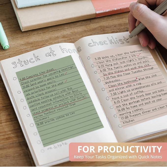 Taja Lined Sticky Notes, 4 x 6 Inches, 24 Pads, 30 Sheets/Pad, Vintage | Large Sticky Notes with Lines for Office, Home, School, Ruled Memo Note Pads for Shopping, Planning, Studying