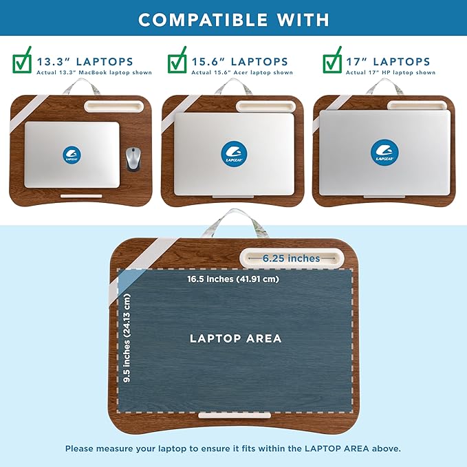 LAPGEAR Designer Lap Desk 2-Pack with Storage Basket, Phone Slot & Device Ledge – Watercolor Leaves – Fits Laptops up to 15.6" – Style No. 70412