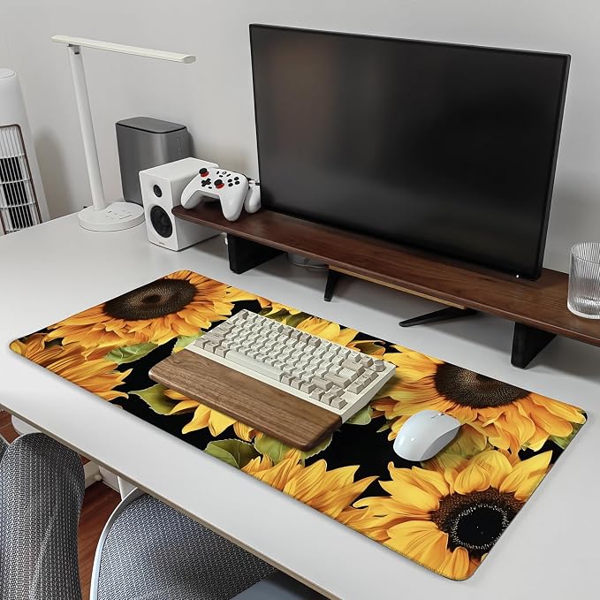 35.4 x 15.7 in, XXL Large Mouse Pad for Desk, Extended Keyboard Mouse Mat for Computer Office, Big Laptop Mouse pad, Gaming pc-Sunflower