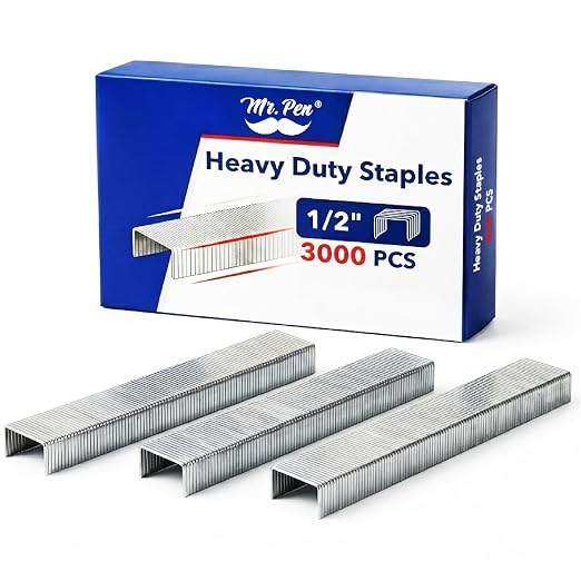 Mr. Pen- Heavy Duty Staples, 3000 pcs, 100 Sheet Capacity | 1/2-Inch Leg Length, Staples for Heavy Duty Staplers, Ideal for for Upholstery, Construction, Furniture