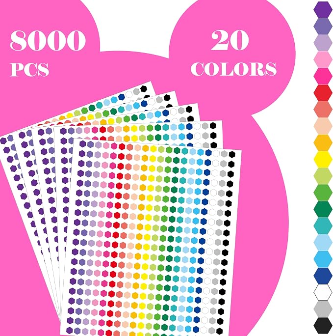 8000 PCS Small Dot Stickers 1/3" Mini Shaped Circle Stickets in 20 Colors | YSHIHE Color Coding Labels Circle Label Stickers Small Ting Mini Sticker for Office,Classroom
