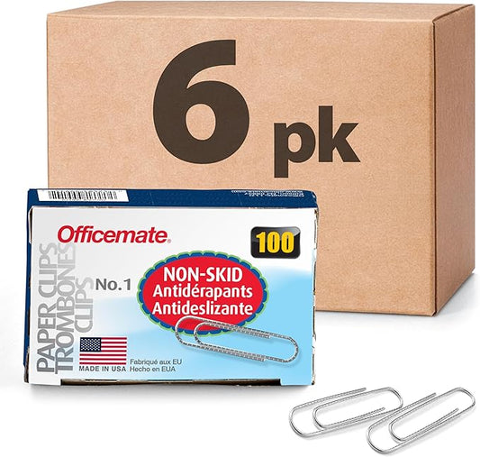 Officemate Premium #1 Paper Clips, 600 Paper Clips (6 Boxes of 100 Each)
