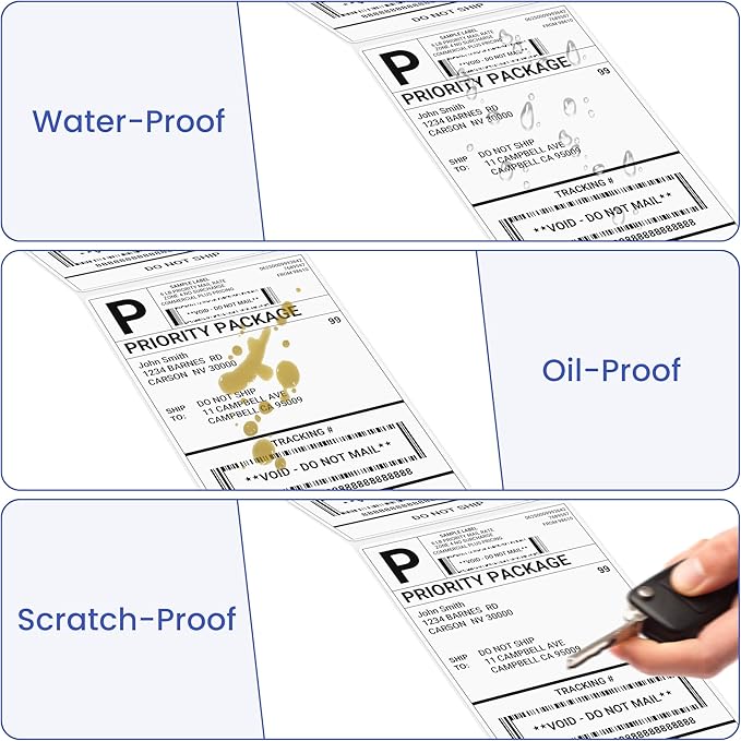 4X6 Direct Shipping Labels - Commercial Grade Thermal Printer Labels - Compatible with 4x6 Direct Thermal Printers