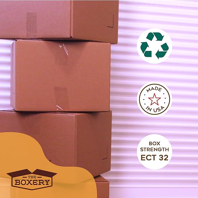 The Boxery 12"x12"x12" Brown/Kraft Corrugated Cardboard Shipping Boxes 25-Pack | Mailing, Packing, Moving & Storage for Business/Home – Durable - Eco-Friendly, Recyclable - Made in the USA