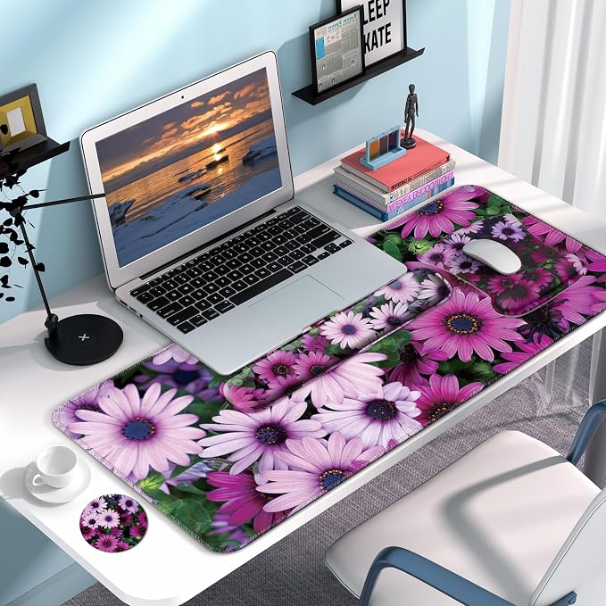 Desk Mat Set Keyboard and Mouse Pad with Wrist Rest Support | Ergonomic,Pain Relief, 4-in-1 Large Big Mousepad Computer Mats,Desk Pad Matt Mats for Desktop Home & Office