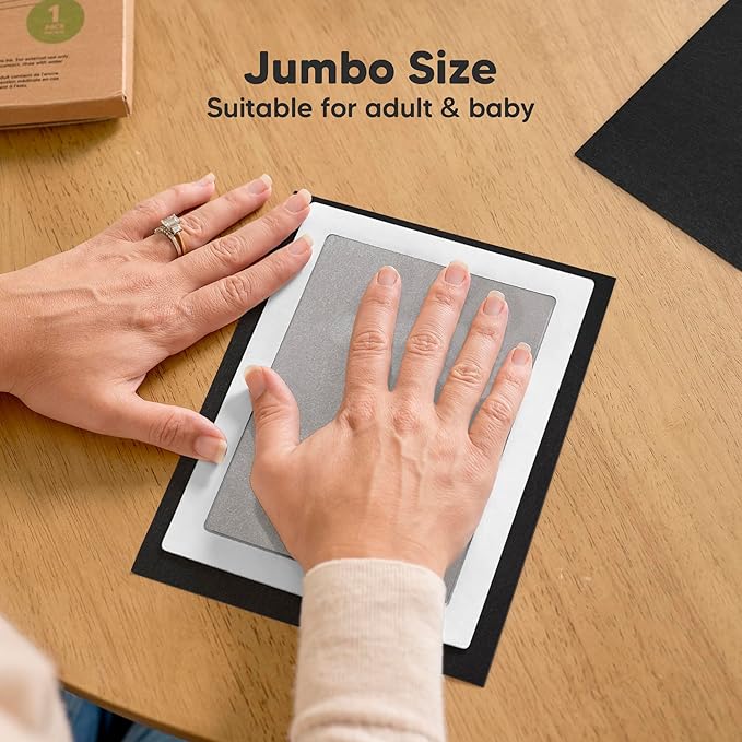 1-Pack Inkless Baby Hand and Footprint Kit - Mess Free Ink Pad for Newborn Keepsake, Dog Nose & Paw Print Kit, Clean Touch Ink Pad for Baby Hand & Footprints, Ideal New Mom Gifts (Silver, Jumbo)