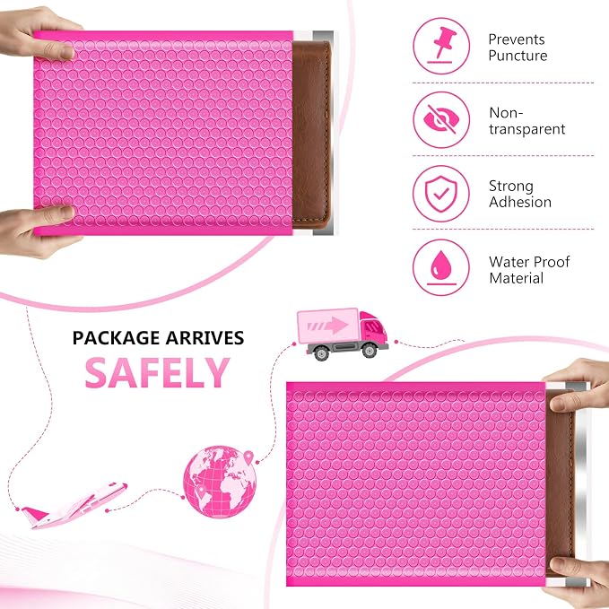 Bubble Mailers 25 Pack 8.5x12inch Rose Poly Mailers Self-Seal Padded Envelopes Waterproof Bubble Opaque Padded Mailers Shipping Bags for Businesses to Pack and Mail Jewelry Cosmetics