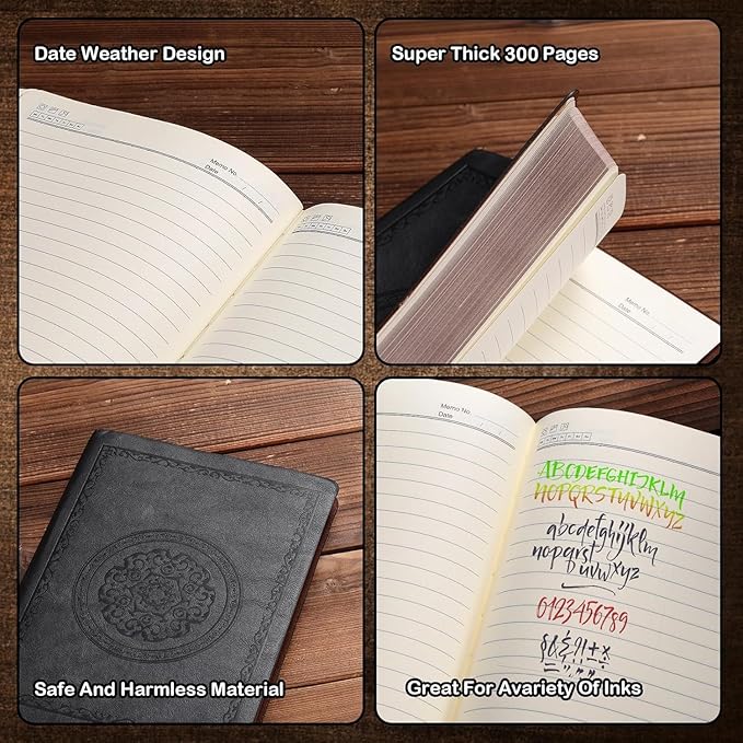 Leather Vintage Journal Notebook,300 Pages,Leather Softcover Lined Journal Notebooks for Women Men,Notebook Journals for Writing Travel,Business,Office,5.7'' X 8.3''