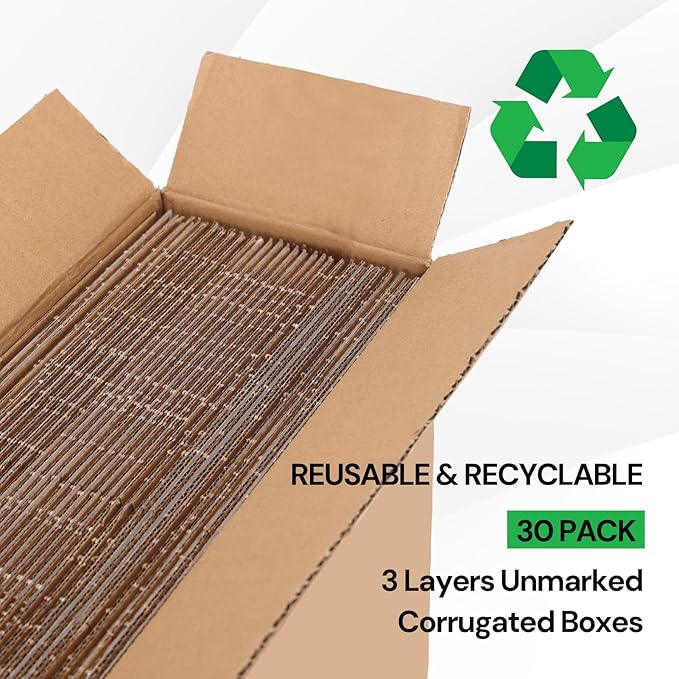 Rempry 30 Pack 8x6x4 Shipping Boxes White, Small Corrugated Cardboard Box for Mailing, Packaging Small Business, Kraft Mailer Gift Boxes