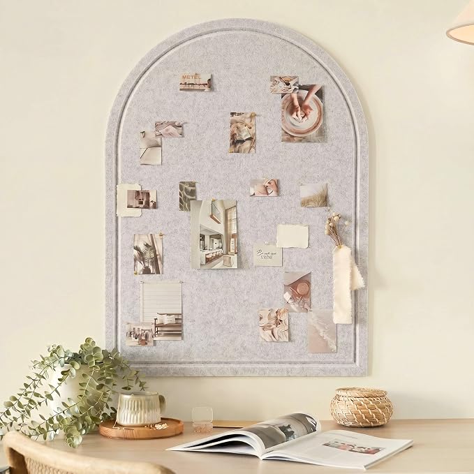 Large Arched Felt Bulletin Board - Cork Board Alternative for Wall Decor | Stylish 21.5 X 17 Bulletin Set with Pins - Perfect to Display Your Photos in the Office