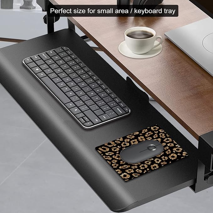 Small Mouse Pad Cute, Mini Mouse Pads for Wireless Mouse and Laptop, Travel Mousepads with Designs - Gold Glitter Leopard, Portable Mousepad 5.5 x 7 Inch, Kawaii Desk Decor for Women