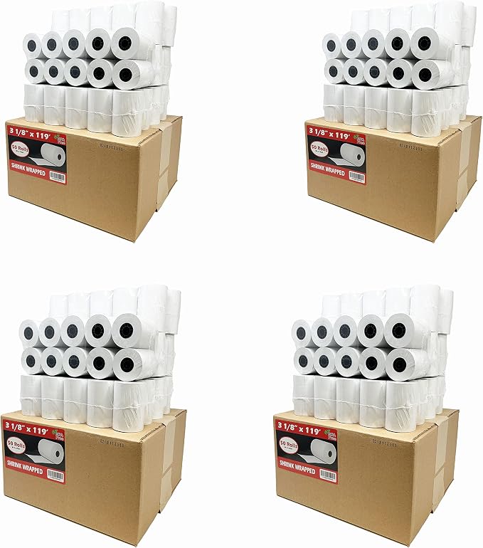 (200 Rolls) 3 1/8 x 119 ft Thermal (48 GSM Paper thickness - Premium Quality German Paper) Paper Rolls BPA Free Cash Register Thermal Paper Rolls from BuyRegisterRolls