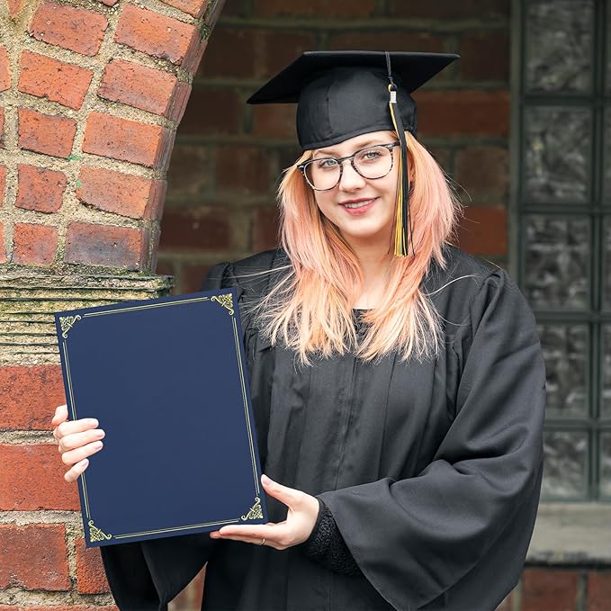 Ndsox 90 Packs Navy Blue Certificate Holders, Graduation Diploma Holders, 350GSM, Diploma Covers with Gold Foil Border for Letter Size 8.5" x 11" Award Certificate Paper, Cardstocks and Documents
