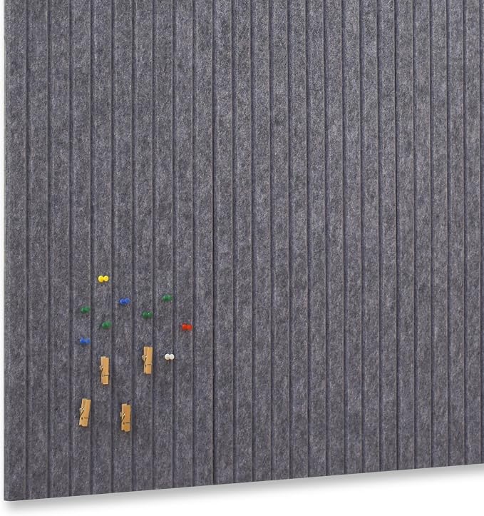 YOUDEFUL 47" x 35" Large Felt Bulletin Board, Dark Grey | 12 Pcs Self-Adhesive Cork Board Alternative, Pin Boards for Wall Decor, Home, Office, Classroom,Dorm