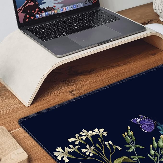 Weeds Flowers Large Mouse Pad,Gaming Keyboard Desk Pad,Extended Mouse Mat Non-Slip Rubber Base with Stitched Edges for Office Game Home XXL 35.4"x15.7"
