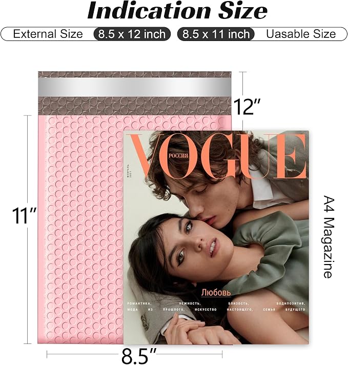 Famagic Pink Bubble Mailers 8.5 X 11 for Clothes and Books, 40pcs | Padded Mailers, Self Seal Mailing Envelopes, Waterproof Shipping Bags, Opaque Bubble Poly Mailers, Tear-Proof Packaging Bags