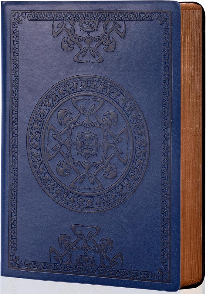 CAGIE Lined Journal for Men Soft Cover Notebook Leather Journals for Writing, 180 Lay Flat Vintage Mens Journal Personal Diary, 5.7'' X 8.3'', Blue
