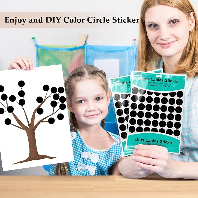 PARLAIM 3/4 Inch Coding Circle Sticker Labels,Pack of 1050 Round Color Code Dot Labels Stickers for Home Office Marking,Organizing (Black)