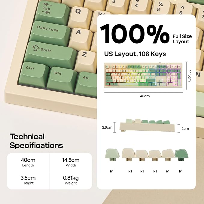 MechLands Aula S102 Membrane Gaming Keyboard w/Number Pad, 100% Full Size | Silent Keyboard for Office/PC Game, USB-C Wired, RGB Backlit, Creamy Silicone Structure, Ergonomic Stands (Yellow)
