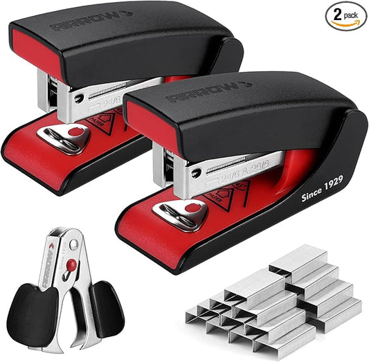 Arrow Mini Stapler with Staples, 16 Sheets Capacity, 2-Pack Small Stapler with Staple Remover and 2000 Count 26/6 Staples for Daily Office Use, School Tasks and Home Organization