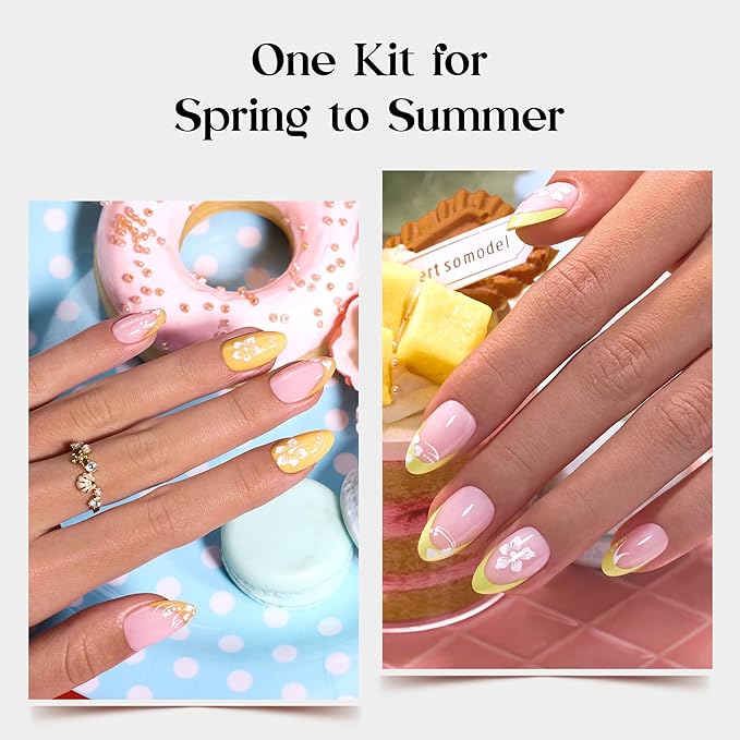 Beetles Press On Nails Kit - Chromatic Reverie | 720Pcs 24 Colors Short Almond Press On Nails | 15 Sizes French Glossy Glitter With Nail Glue & Nail Tabs Stickers, Fake Nails Kit Art For Women
