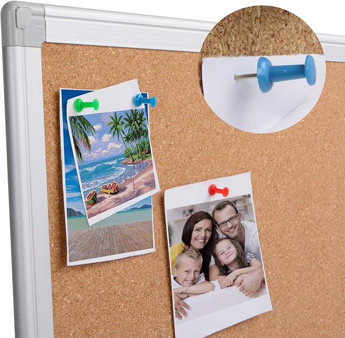Board2by 2-Pack Cork Board Bulletin Board 24 x 36, Silver Aluminium Framed 2x3 Corkboard, Office Board for Wall Cork, Large Wall Mounted Notice Pin Board
