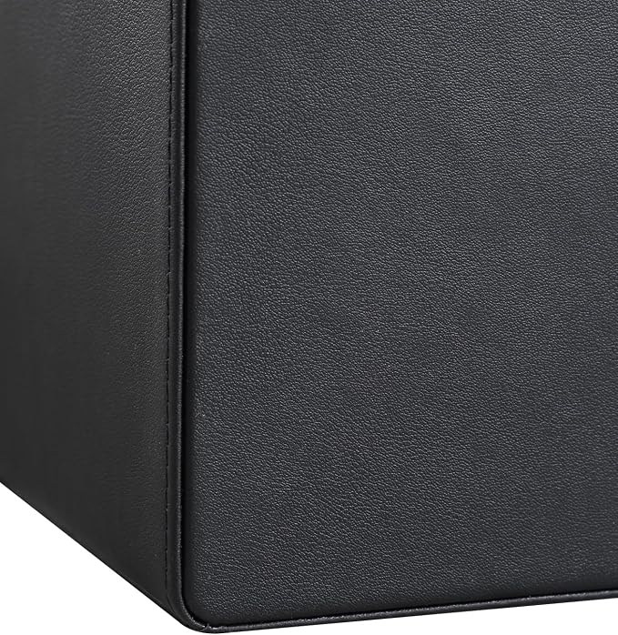 PU Leather Desk Organizer, Remote Control Holder, Black | Luxury Nightstand Organizer for Home, Office Desk Accessories, Bedside Table Caddy with 5 Compartments, Velvet Lining