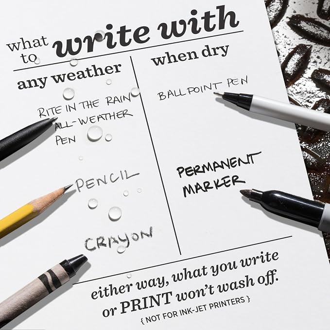 Rite in the Rain Weatherproof Bulk Copier Paper, 8.5" x 11", 20# White, 500 Sheet Pack (No. 208511X)