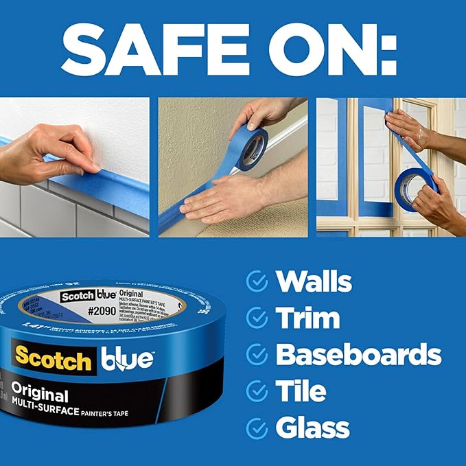 ScotchBlue Original Multi-Surface Painters Tape, 1 Inch Wide (0.94 In. x 60 Yds), 6 Rolls, Blue Paint Tape Protects Surfaces and Removes Easily, Masking Tapes for Indoor and Outdoor Use (2090-24EP6)