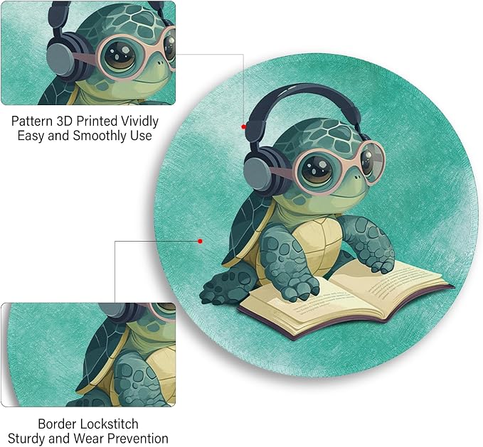 Immaturus Cute Sea Turtle Mouse Pad, Small Mousepad for Desk Gaming Office | 8.6" x 8.6", Mini Travel, Home Decor Desk Accessories, Non-Slip Base, for Wireless Mouse Laptop Computer Work, Mouse Mat